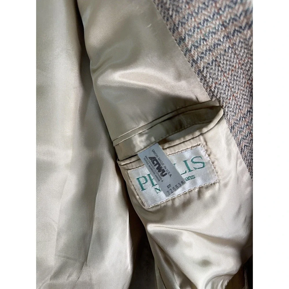 Vintage Chaps By Ralph Lauren Blazer Mens 40 Beige‎ Plaid Wool Tweed Sport Coat